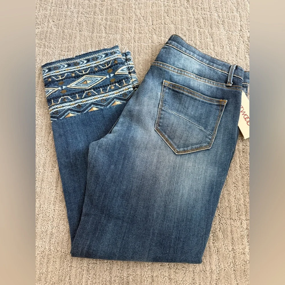DRIFTWOOD Blue Jeans with Geometric Embroidery - Picture 1 of 8